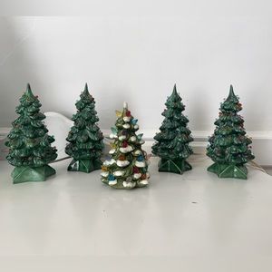 Vintage Ceramic Christmas Tree Decor 7’ tall with Light snowy green for u home